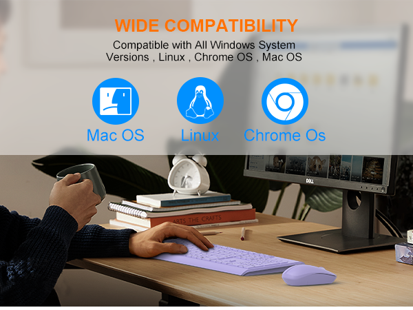 Wireless Keyboard and Mouse Combo, Full Size Silent Ergonomic Keyboard Mouse