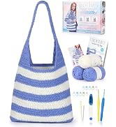 Katech Crochet Kit for Beginners, Striped Tote Bag Crochets Set Includes Yarn Crochet Hooks, Comp...