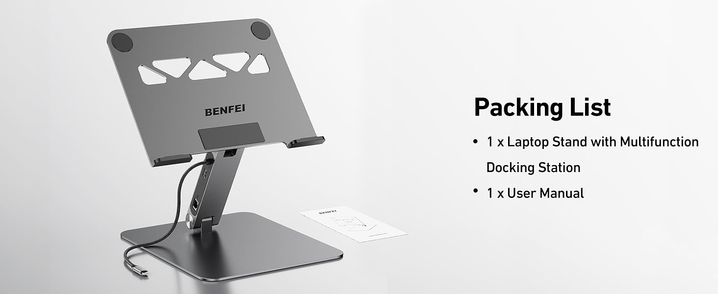 BENFEI Laptop Stand with USB C 6in1 Docking Station