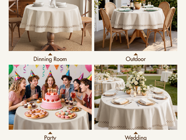 MIULEE Rectangle Linen Polyester Tablecloth
