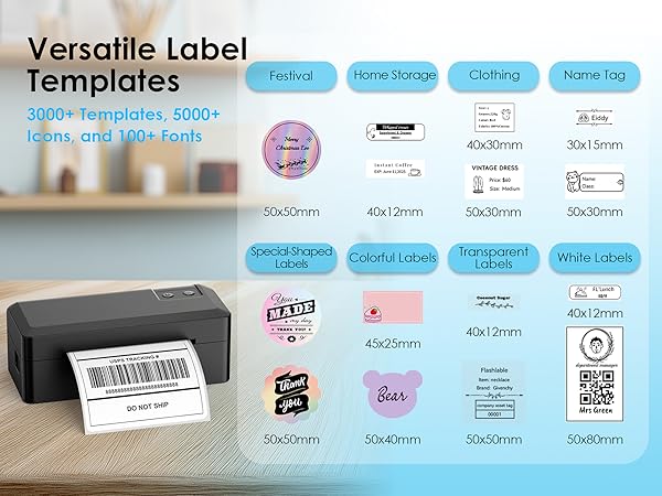 Bluetooth Thermal Shipping Label Printer, 4x6 Wireless Thermal Address Label