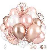 Dagelar Rose Gold Balloons Set, Pearl Champagne Gold Rose Gold and White Birthday Balloons, Metal...