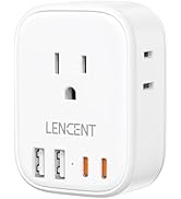 LENCENT Multi Plug Outlet Extender with USB, 4 AC Electrical Outlet Expander with 4 USB Charger C...