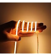 MALIIGAZA 3mm 3000K COB LED Strip Light Warm White, Flexible Cuttable Dimmable Super Slim LED Tap...