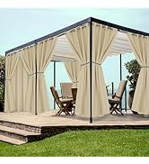 HolidayIdeas Grommet Outdoor Curtains for Patio Waterproof 8 Pcs All Weather Balcony Outside Curt...