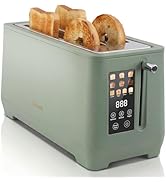 4 Slice Toaster, Long Slot Touch Screen Retro Toaster with Digital Countdown, Extra-Wide Slots fo...