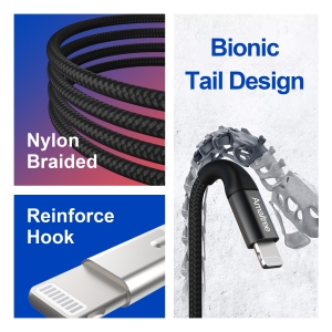 Nylon Braided iphone charger cord for iphone 12 charging