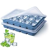 Tvmania Ice Cube Trays Set of 2, 15-Cube Silicone Molds with Removable Lids | Stackable, easy rel...