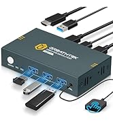 USB3.0 KVM Switch 2 Port HDMI, 4K@60Hz KVM Switch 1 Monitors 2 Computers with 3 USB3.0 Ports, HDM...