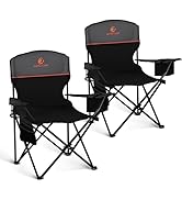 LET'S CAMP Camping Chair 2 Pack Folding Chair with 3-Can Cooler Bag Portable Lawn Chair with Cup ...