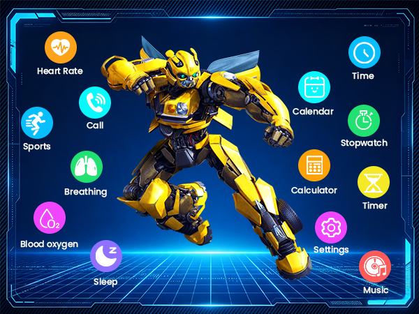 Transformers watch kids smartwatch boys girls gift fitness tracker heart rate