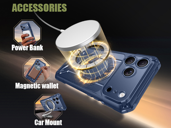 compatible with magnetic power bank, magnetic wallet, car mount, wireless charger