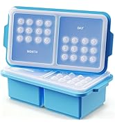 EuChoiz 2 Cup Silicone Freezer Tray Ice Cubes with Lids and Date Mark for Storing Lasagna Leftove...