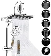 Hibbent 5-spray Filtered Rainfall Shower Head Combo, High Pressure 13'' Showerhead with 10 Spray ...