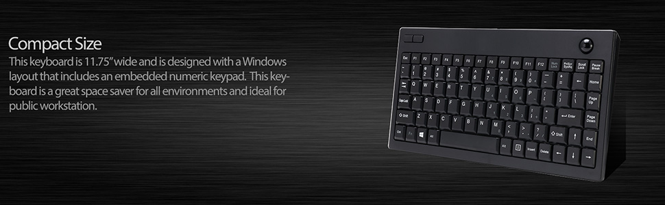 Compact Size keyboard with trackball