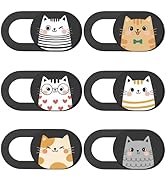 PRESSINART 6Pcs 6 Styles Cat Camera Cover Slide Webcam Privacy Cover Cute Animal Design Ultra-Sli...