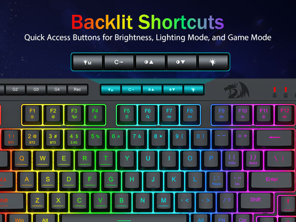 backlit shortcuts