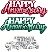 LZBRDY Happy Anniversary Die-Cuts, Carbon Steel Metal Cutting Dies for DIY Scrapbooking &amp; Card Ma...