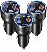 USB C Car Charger 65W, OKRAY 3 Pack 4-Port Fast Charging PD30W&amp;QC3.0 Multiport Car Phone Charger ...