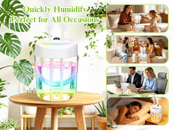 Portable Small Humidifier for Bedroom, Aroma Diffuser Personal Desktop Plant Humidifier Indoor