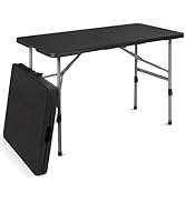 Magshion Plastic Folding Table 4ft Indoor Outdoor Heavy Duty Foldable Table with Handle for Parti...