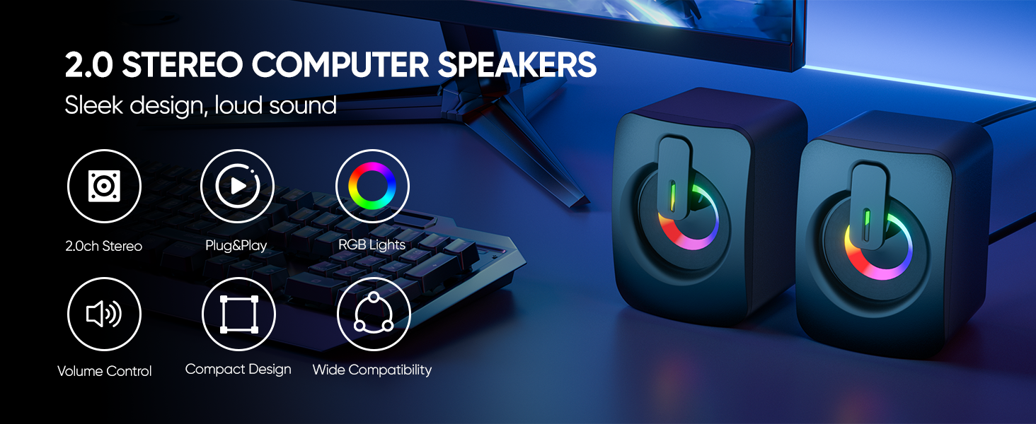 2.0 stereo computer speakers