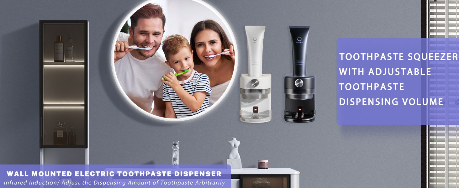 Automatic Toothpaste Dispenser,Wall Mounted Electric Toothpaste Dispenser for Kids and Adults