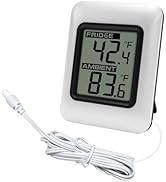 Urageuxy Digital Refrigerator Thermometer with Large LCD, Wired Freezer Room Indoor Outdoor Therm...