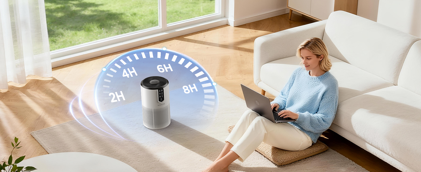 air purifier with 4 auto-off timer for set-and-forget use while sleeping, working or away from home