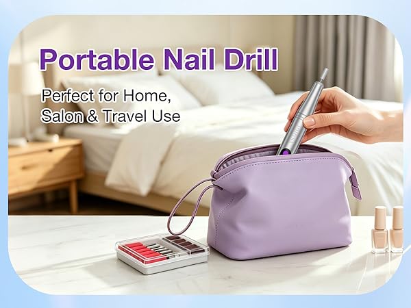 PYRYSA Compact Cordless Electric Nail Drill Travel Friendly Portable Manicure Pedicure Tool Kit