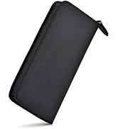 Fountain Pen Case 3 Divided Slots Crazy Horse Leather Pen Holder, Handmade Display Zippered Pouch...