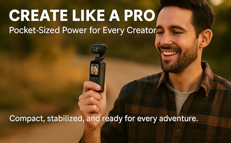 Cámara de bolsillo para vlogs y creación de contenido con video 2K estabilizado