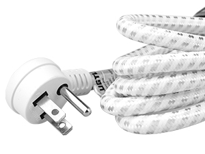 Flat plug Extension cord 3 outlet small Braided black 14 gauge 2 foot Braided Extension cord