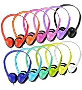 Kids Headphones Bulk 18 Pack Multi Colored On-Ear Corded Headphones with 3.5mm Jack for School Cl...
