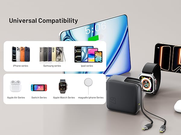 67W Retractable Wall Charger