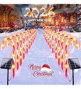 20 Pack Solar Christmas Candy Cane Lights, Christmas Decorations Outdoor Waterproof, Solar Powere...
