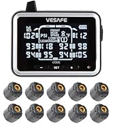 VESAFE TPMS, Wireless Tire Pressure Monitoring System for RV, Trailer, Coach, Motor Home, Fifth W...