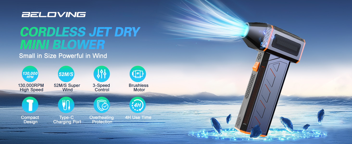 Electric Compressed Air Duster Super Powerful Turbo Dry Violent Jet Fan Air Blower Gun