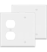 [2 Pack] BESTTEN 2-Gang Combination Light Switch Wall Plate, 1-Duplex/1-Blank Standard Size, Unbr...