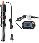 HiTauing Aquarium Heater 25W/50W/100W/200W/300W, Adjustable Knob Fish Tank Heater with Digital Th...