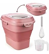 Viretec Large Rice Storage Container, 20lb to 50lb Collapsible Dry Food Storage Bins Dispenser wi...