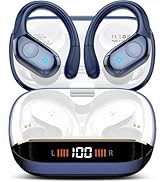 Qecnato Wireless Earbuds Bluetooth Headphones Stereo Deep Bass Sports Ear Buds with Earhooks, Blu...