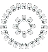 Crystal Rectangle Rhinestones Octagon Point Back Glass Gems Faceted Rhinestones with Silver Plate...