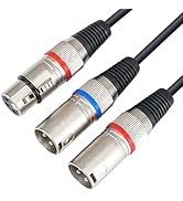 pegcabac XLR Y-Splitter Cable, Dual XLR Male to XLR Female Microphone Cable, Balanced Female to 2...