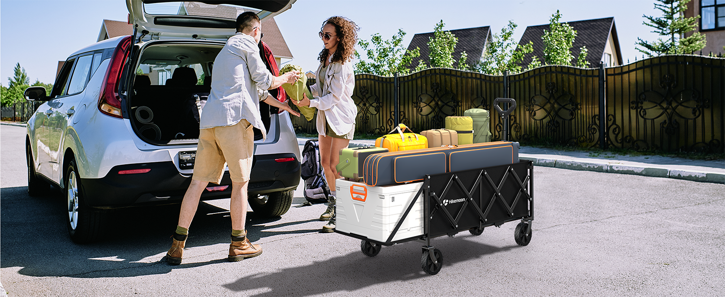 Hikemoon utility grocery collapsible wagon cart for transport