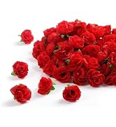 SITUMEIZI 100 Pcs 1.3 inches Mini Red Rose Head Fake Red Roses Artificial Flowers for Home DIY Fl...