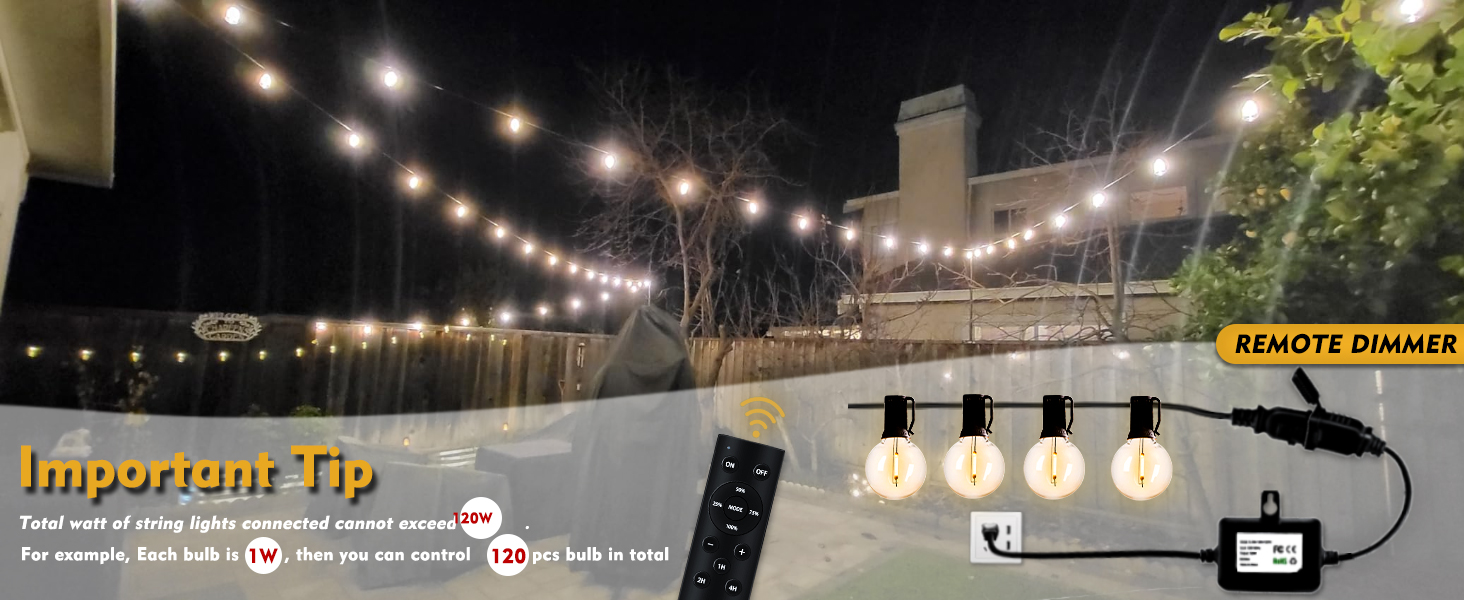 remote dimmer for outdoor string lights