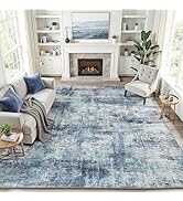 Lofus 8x10 Area Rug for Living Room, Blue Abstract Large Rugs with Non-Slip Backing, Neutral Mode...