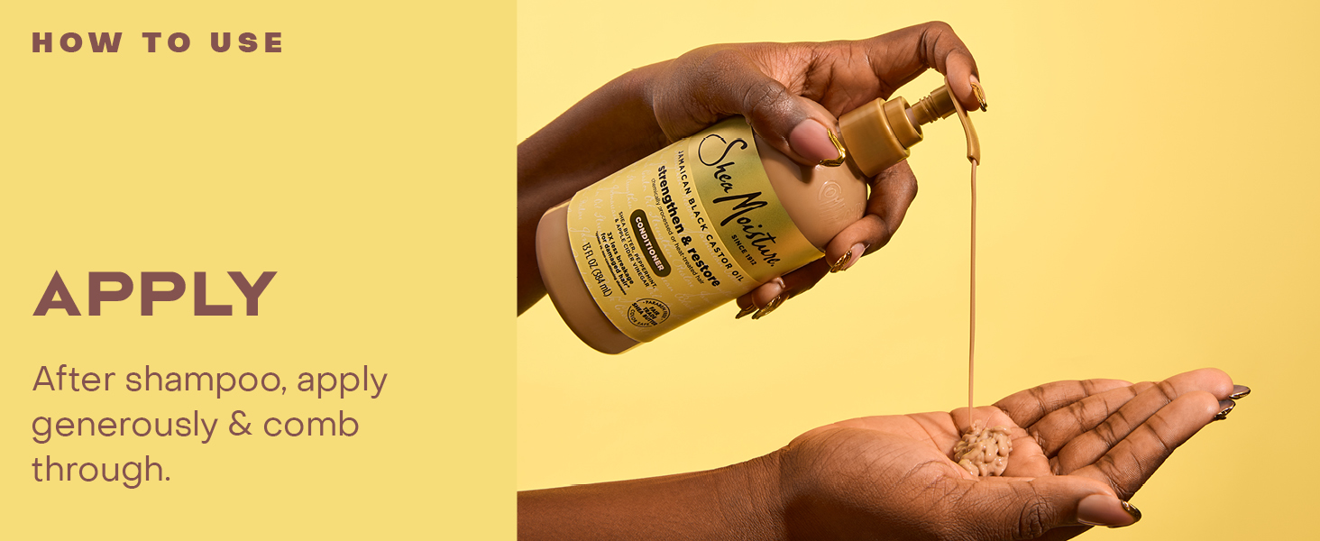 Image of hands holding a conditioner bottle with product.