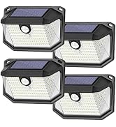 4-Pack Solar Wall Lights Outdoor with 3 Modes &amp; Reflector, Waterproof Bright 178 LEDs Motion Sens...